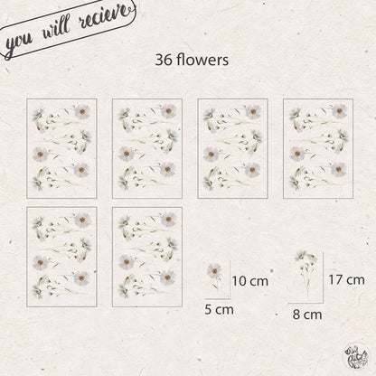 Wild Daisy Flower Wall Sticker Set