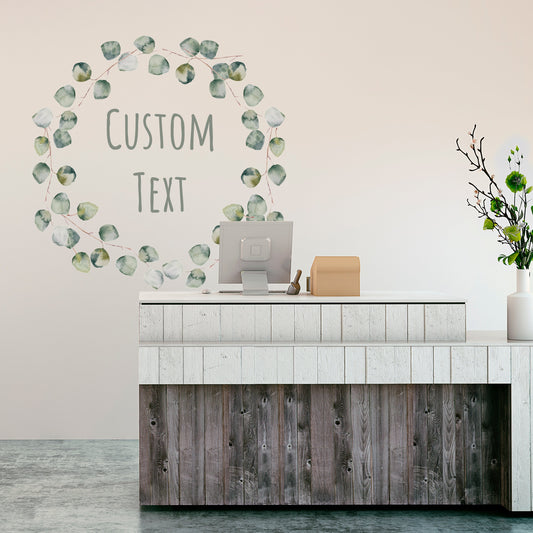 Custom Text Eucalyptus Wreath Wall Decal