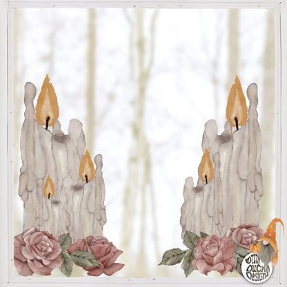 Window Decal 2x Gothic Halloween Rose Candle Corner Window Decals Dizzy Duck Designs