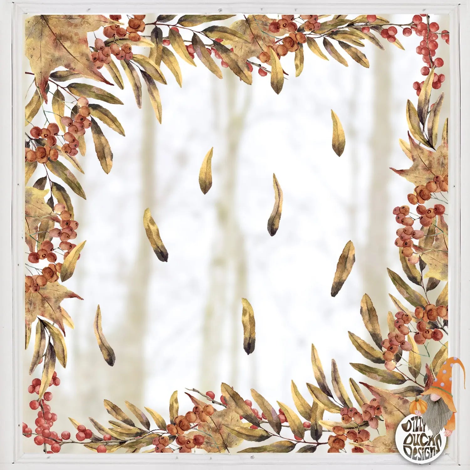 Window Decal Autumn Leaves Corner (4) Dizzy Duck Designs