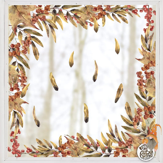Window Decal Autumn Leaves Corner (4) Dizzy Duck Designs