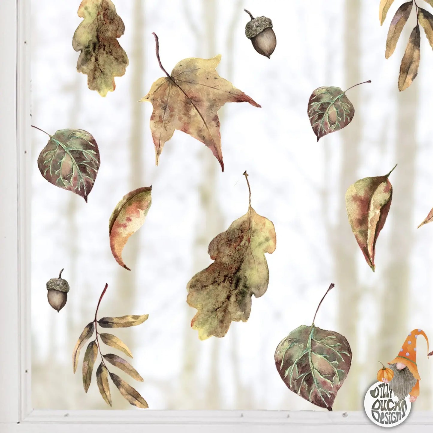 Window Decal Autumn Leaves Set Dizzy Duck Designs