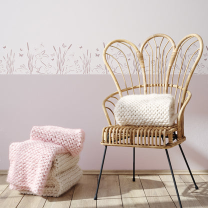 Bunny Rabbit Meadow Border Wall Stencil