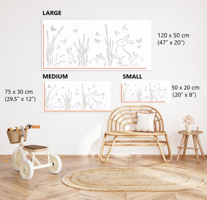 Bunny Rabbit Meadow Border Wall Stencil