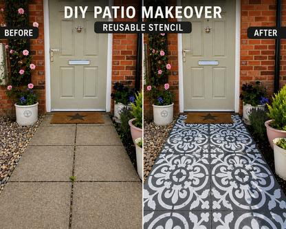 Patio Stencil for DIY Outdoor Tile Effect 'Valencia'