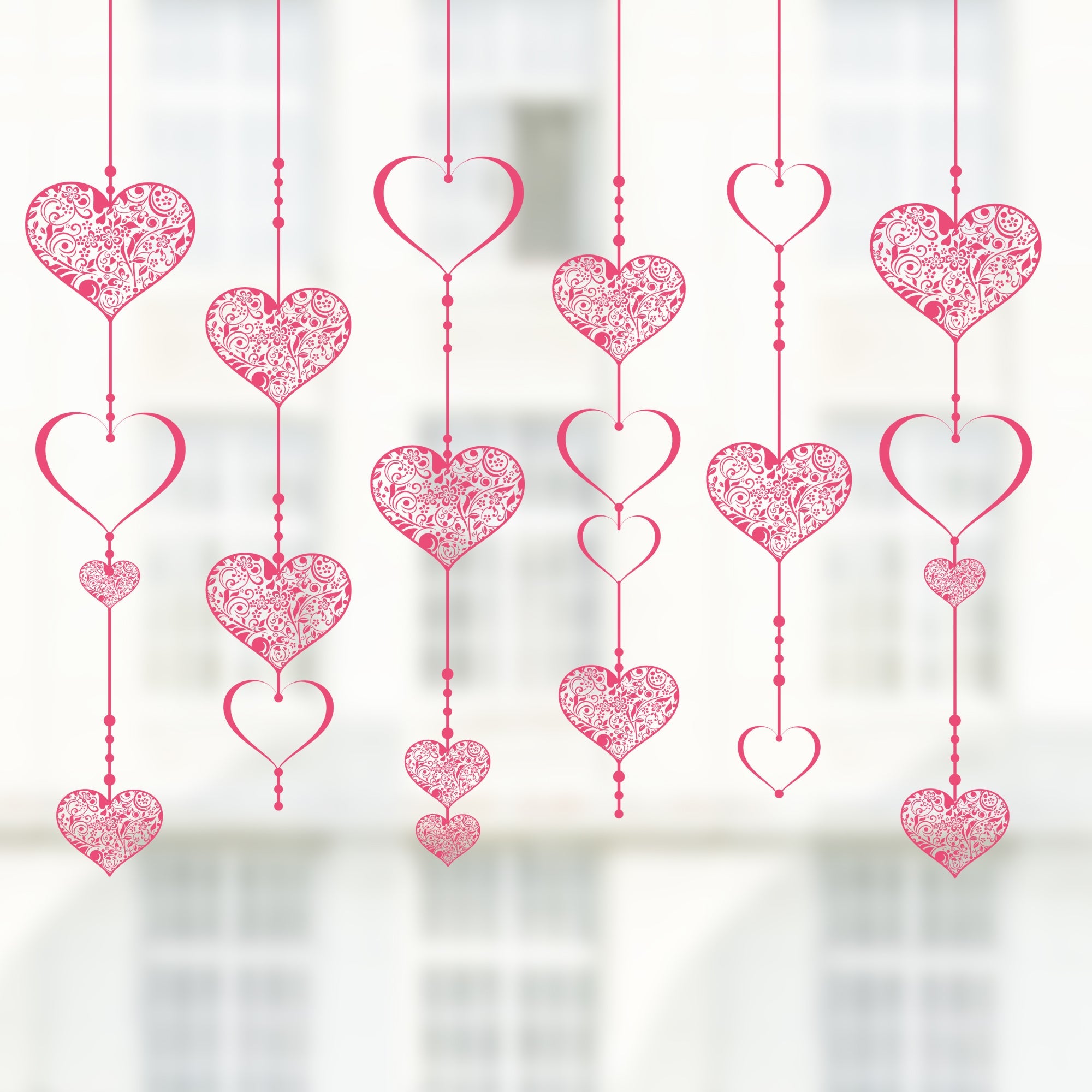 Pink Floral Valentine Heart Bauble Window Decal – Dizzy Duck Designs