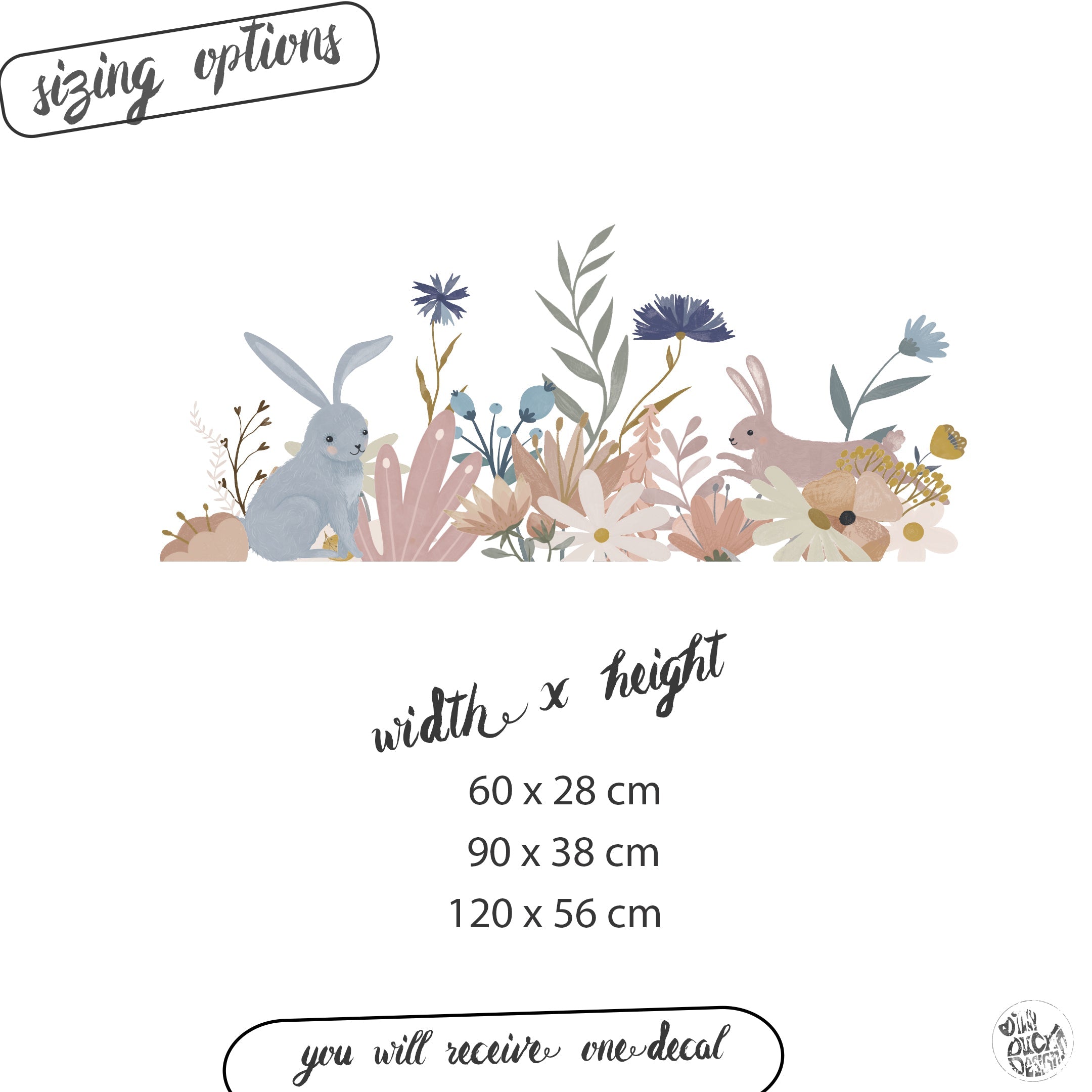 Easter Rabbit Flowers Window Decal – Dizzy Duck Designs