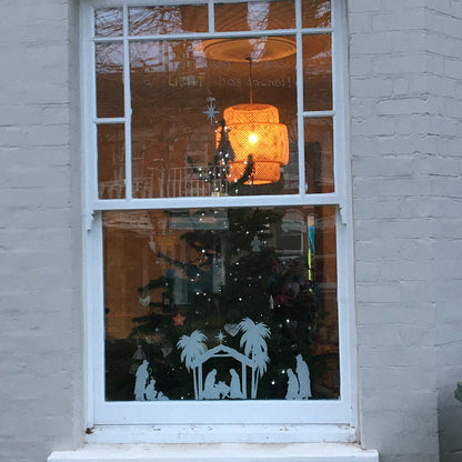 White Christmas Nativity Scene Window Decal