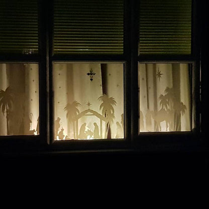 White Christmas Nativity Scene Window Decal