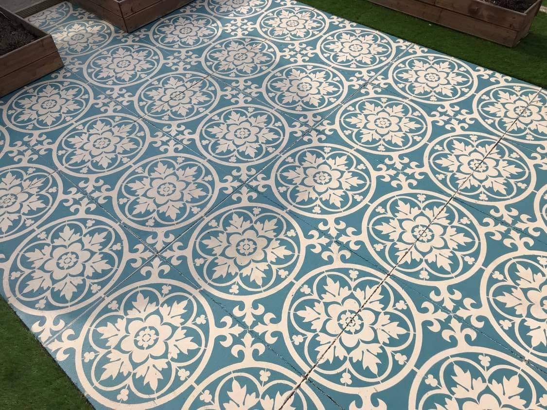 Patio Stencil for Budget-Friendly Patio Makeover 'Stratford'