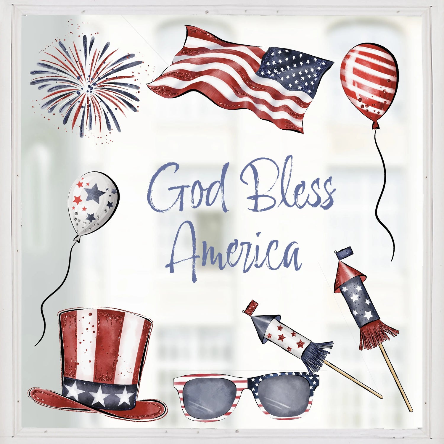 Window Decal God Bless America Window Sticker Set Dizzy Duck Designs