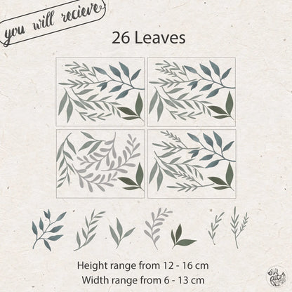 Wall Decal Green Leaves Wall Decals Set Dizzy Duck Designs