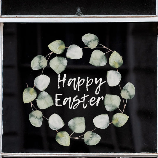 Window Decal Happy Easter Wreath Eucalyptus Window Decal Dizzy Duck Designs