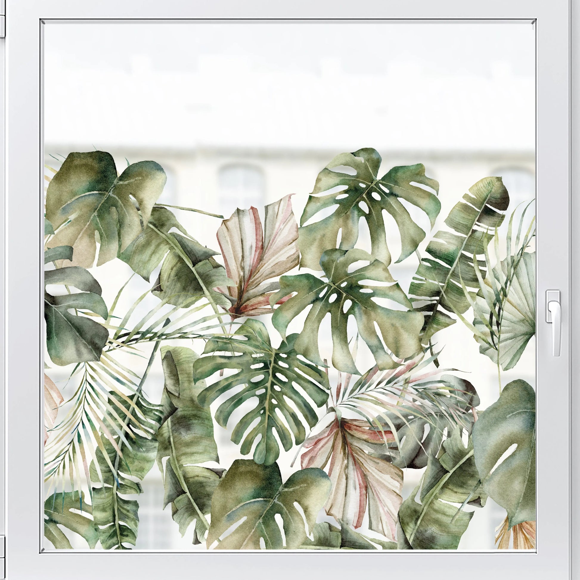 Window Decal Jungle Leaf Tropical Clear Window Privacy Border Dizzy Duck Designs