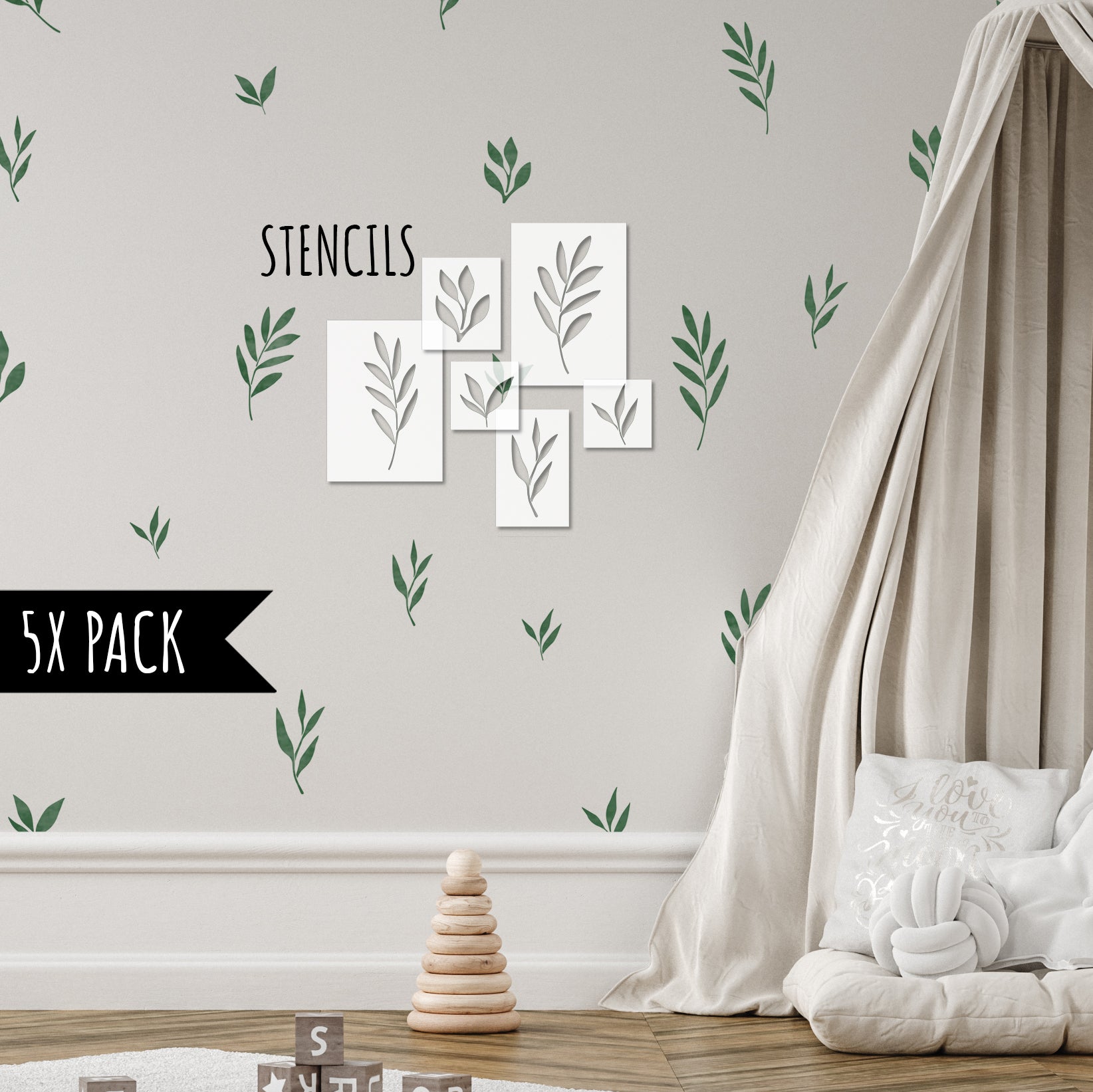 Leaf Sprig Stencil Set – Dizzy Duck Designs