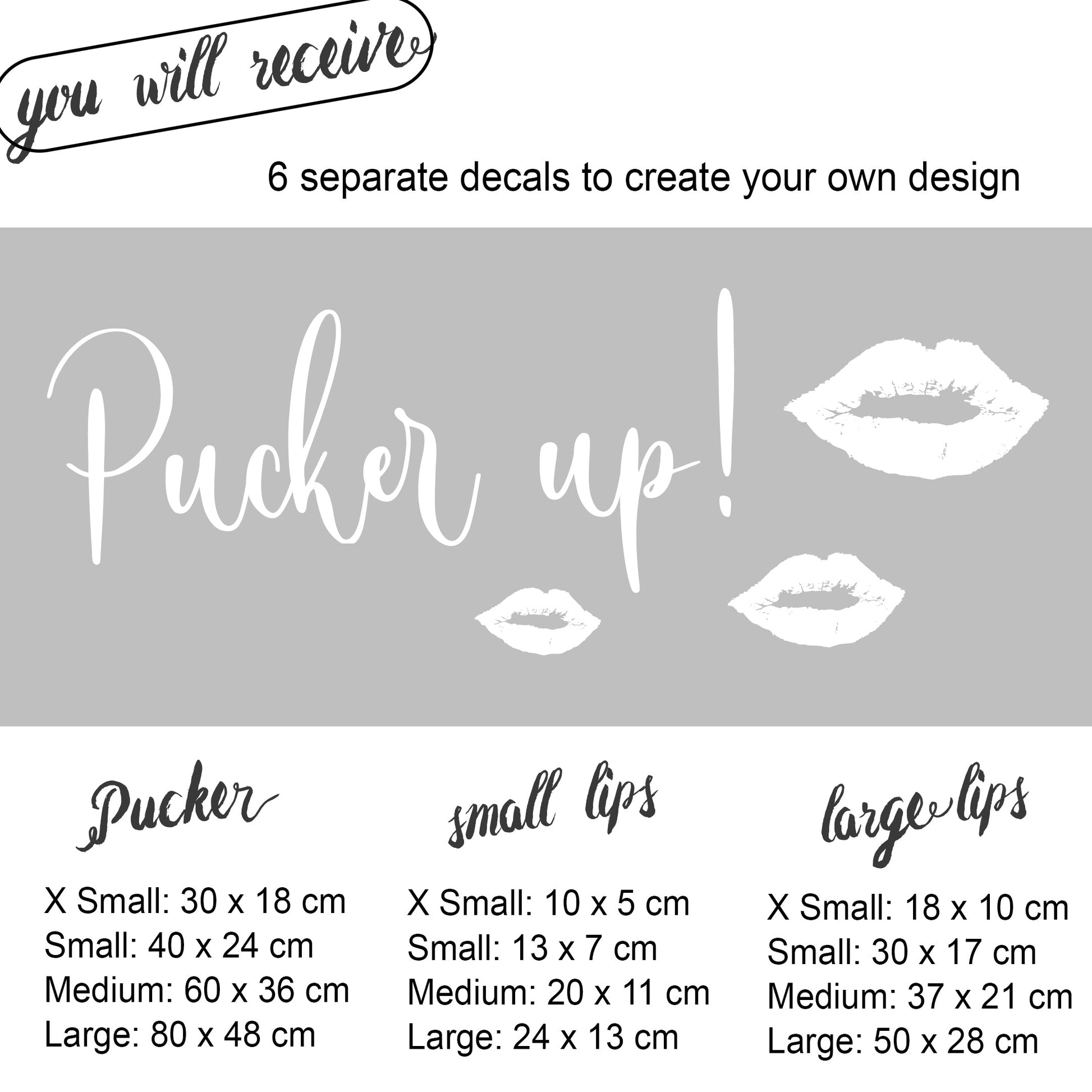 Window Decal Lips with Pucker Up Quote Valentines Window Decal Dizzy Duck Designs