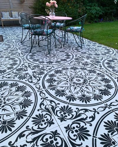 Patio Stencil for Concrete Floor Makeovers 'Varanasi'