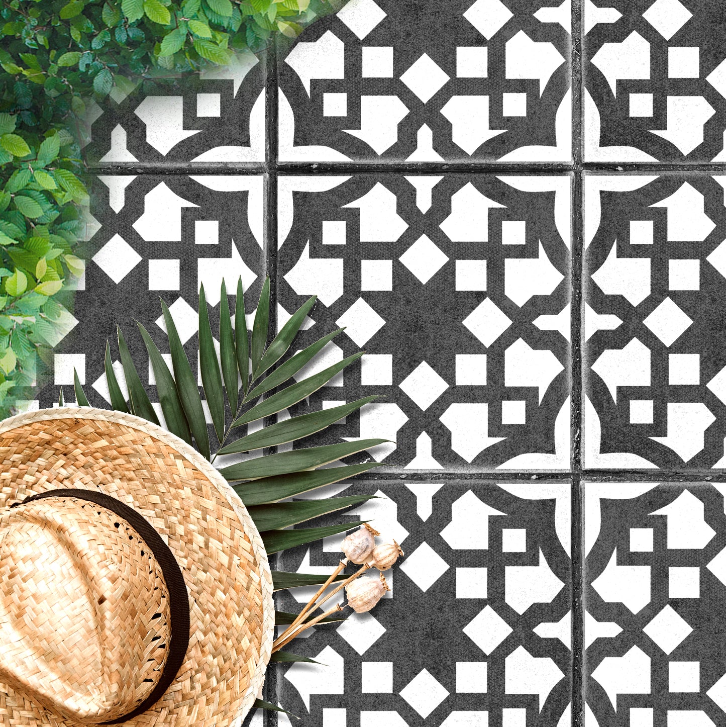 Reusable Patio Stencil for Outdoor Tile Designs 'Izmir'
