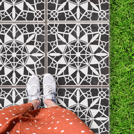 Patio Stencil to Transform Concrete for Less 'Macrame'