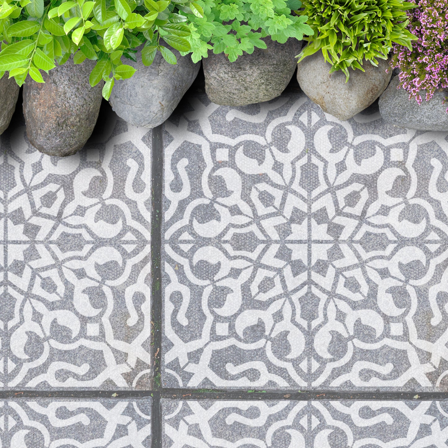 Patio Stencil for DIY Outdoor Tile Effect 'Nadia'