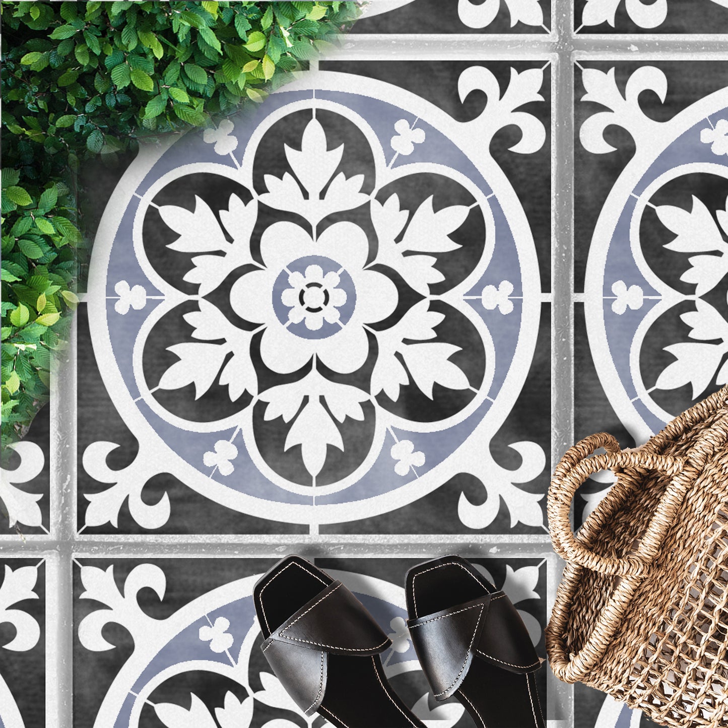 Patio Stencil for Budget-Friendly Patio Makeover 'Stratford'