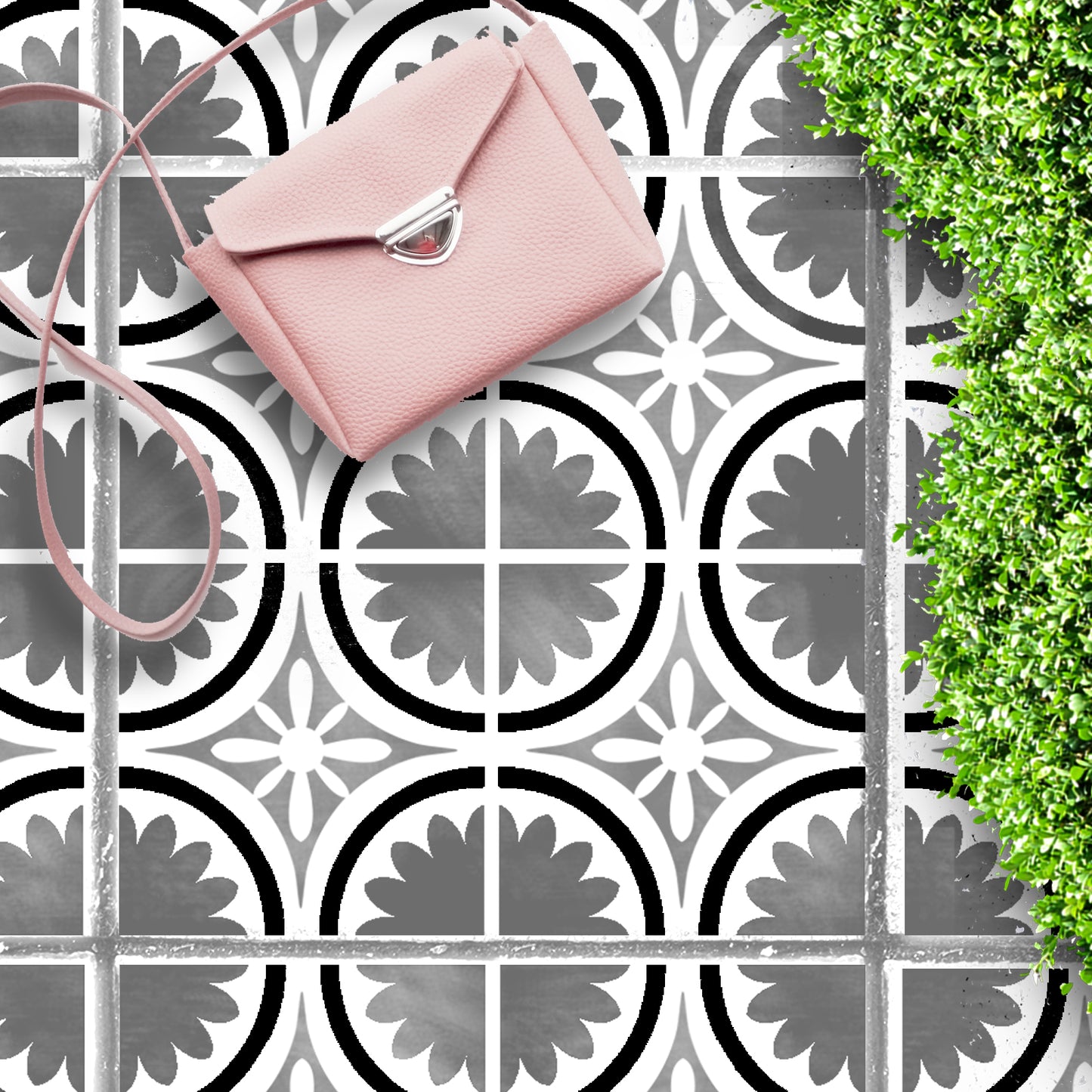 Reusable Patio Stencil for Outdoor Tile Designs 'Woodstock'