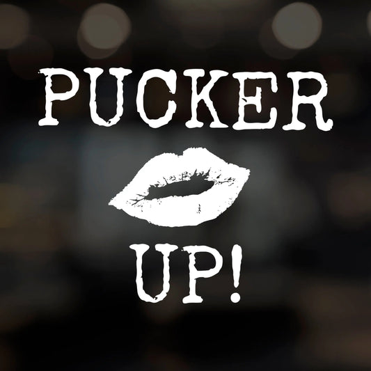 Window Decal Pucker Up with Lips Valentines Window Decal Dizzy Duck Designs