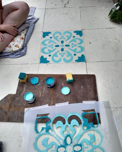 Tangier Patio Stencil - Square Slabs