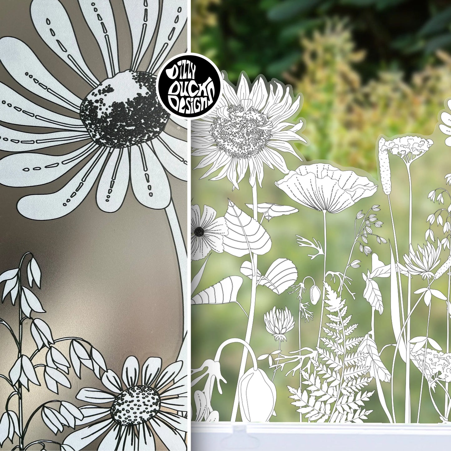 Retro Flowers Frosted Window Border – Dizzy Duck Designs