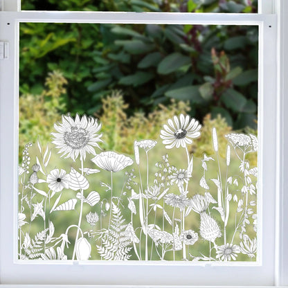 Privacy Window Retro Flowers Frosted Window Border Dizzy Duck Designs