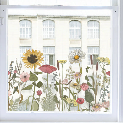 Privacy Window Retro Flowers Frosted Window Film Dizzy Duck Designs