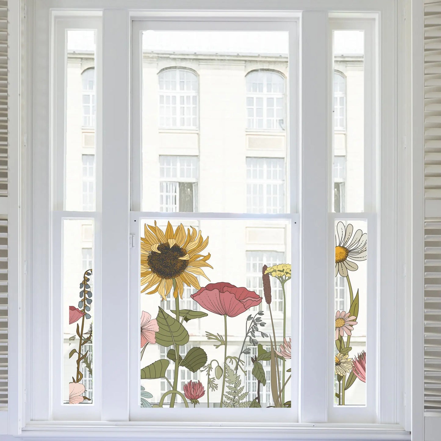 Window Decal Retro Flowers Privacy Window Border Decal Dizzy Duck Designs