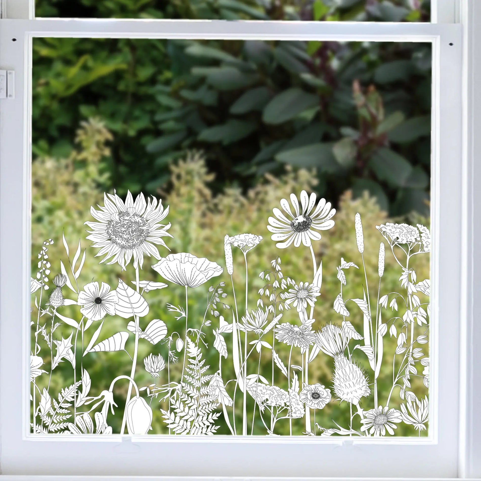 Window Decal Retro Flowers Window Decal - B/W Dizzy Duck Designs