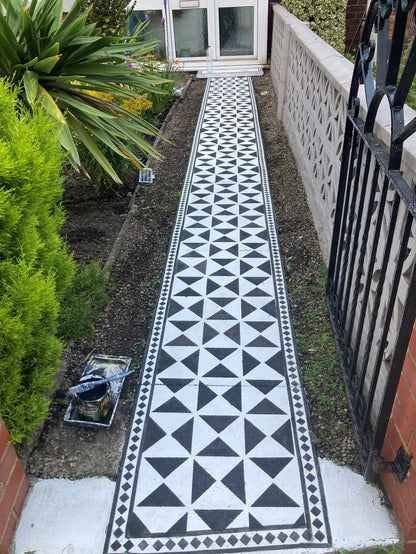 Geometric Patio Stencil for Decorative Outdoor Tile Patterns 'Samara'