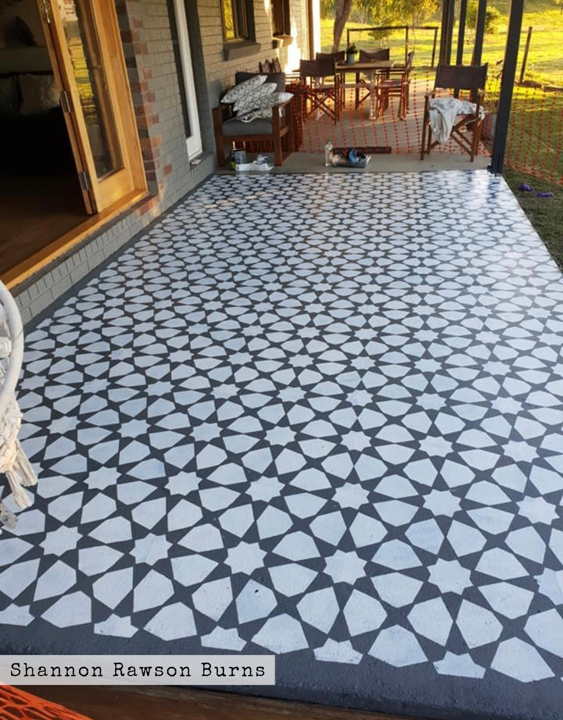 Patio Stencil for Concrete Floor Makeovers 'Amira'