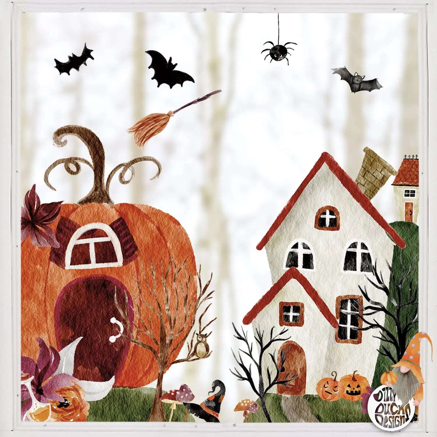 Window Decal Spooky Halloween Corner Window Decal Dizzy Duck Designs