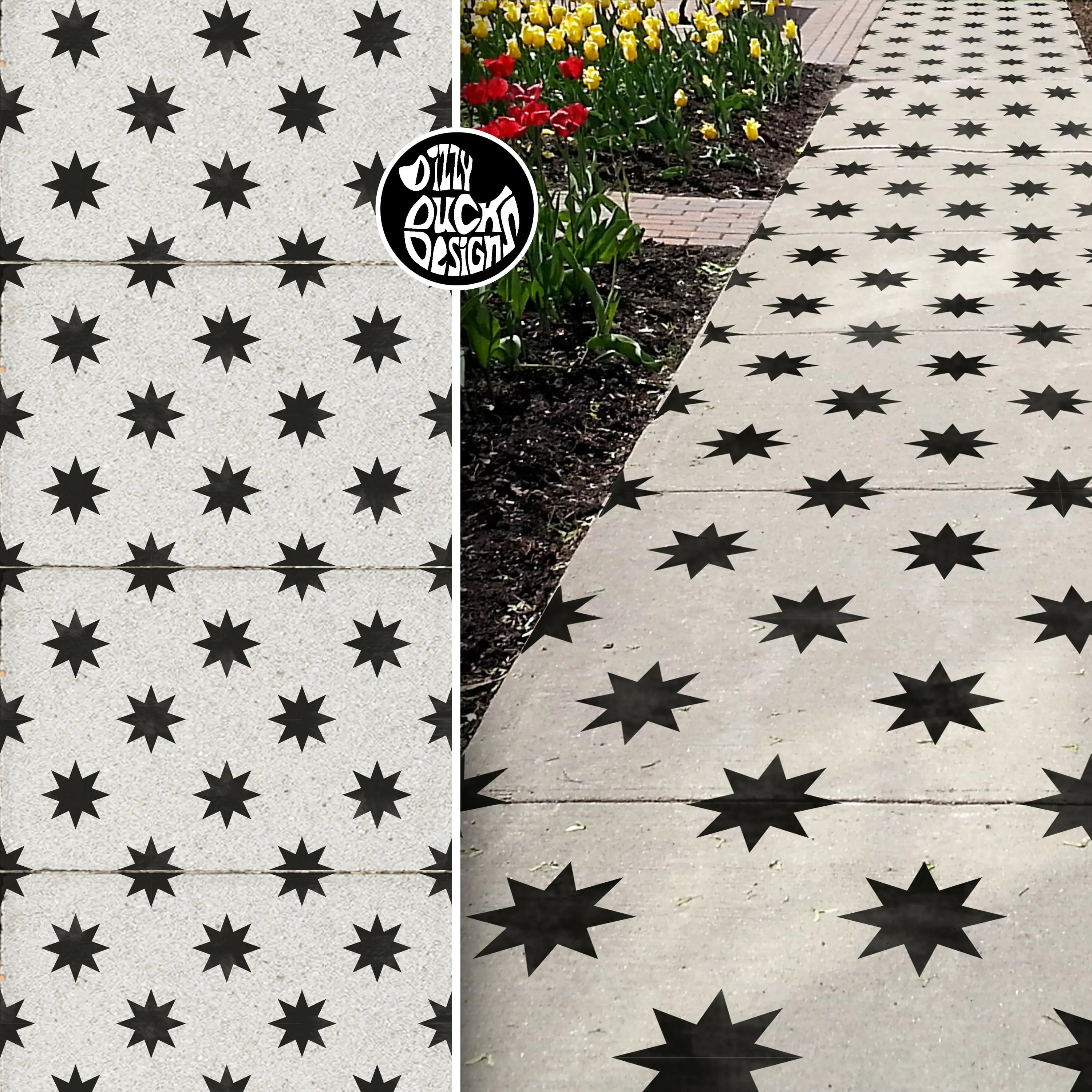 Star Patio Stencil - Rectangle Slabs – Dizzy Duck Designs