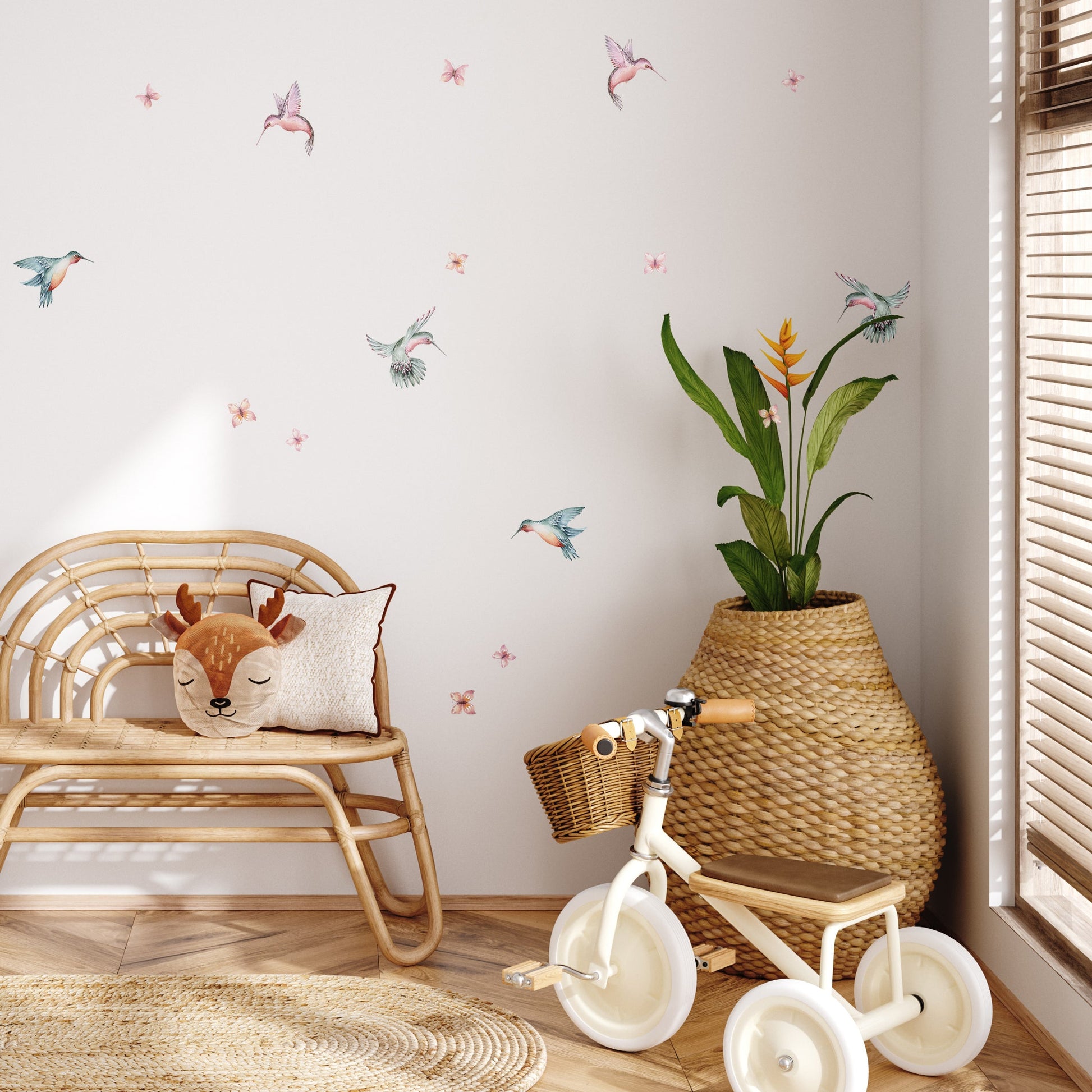 Wall Decal Tropical Bird & Flower Wall Decal Set Dizzy Duck Designs