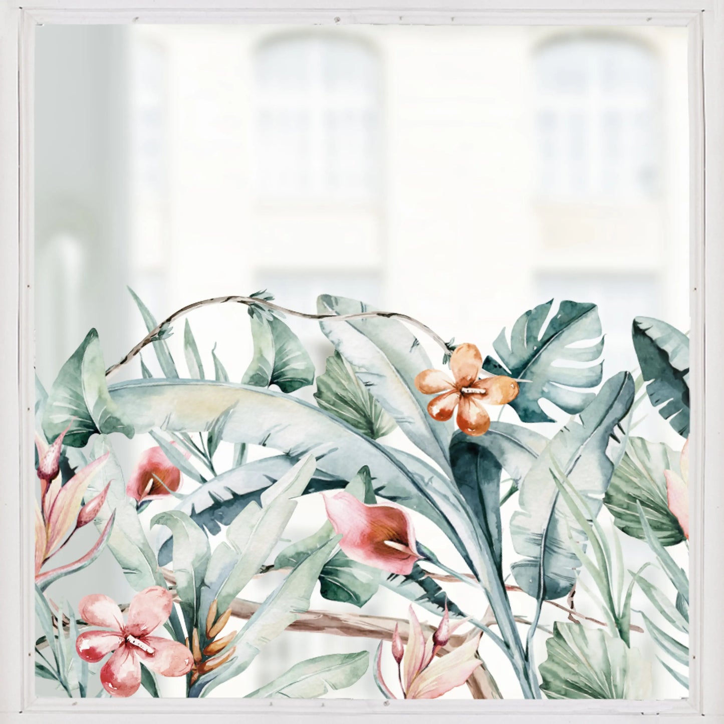 Window Decal Tropical Leaves Border Window Decal Dizzy Duck Designs