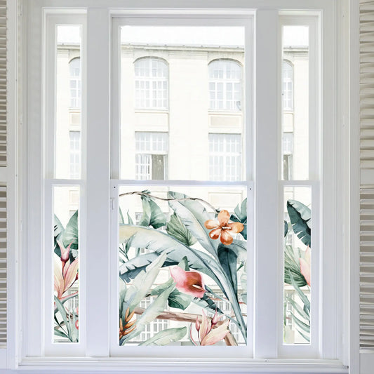 Tropical Leaves Border Window Decal - Dizzy Duck Designs