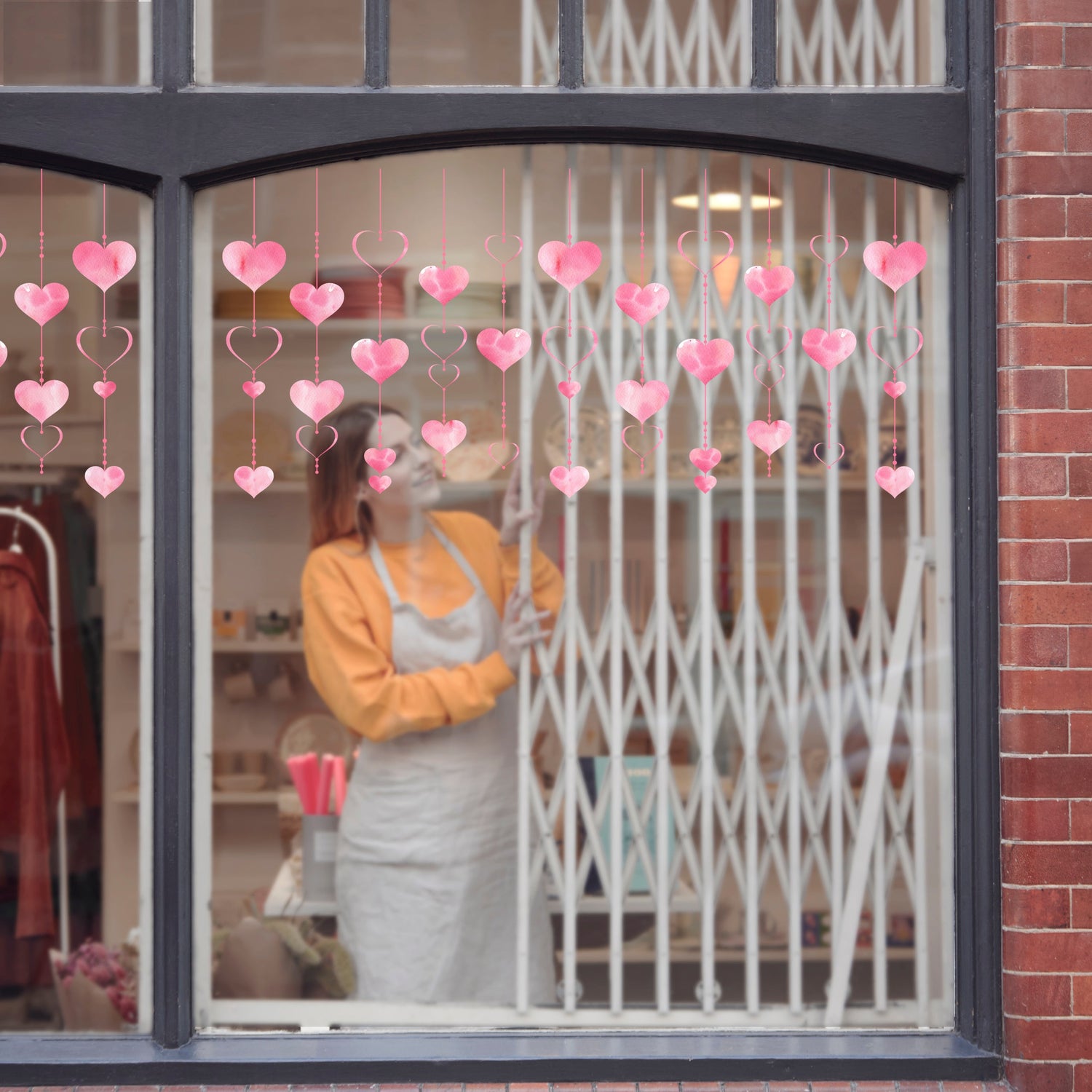 Window Decal Valentine Pink Watercolour Heart Baubles Window Decals Dizzy Duck Designs