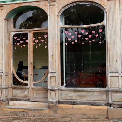 Window Decal Valentine Pink Watercolour Heart Baubles Window Decals Dizzy Duck Designs