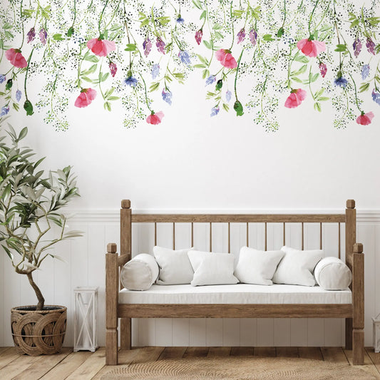 Wall Decal Watercolour Meadow Wall Border Decal Dizzy Duck Designs