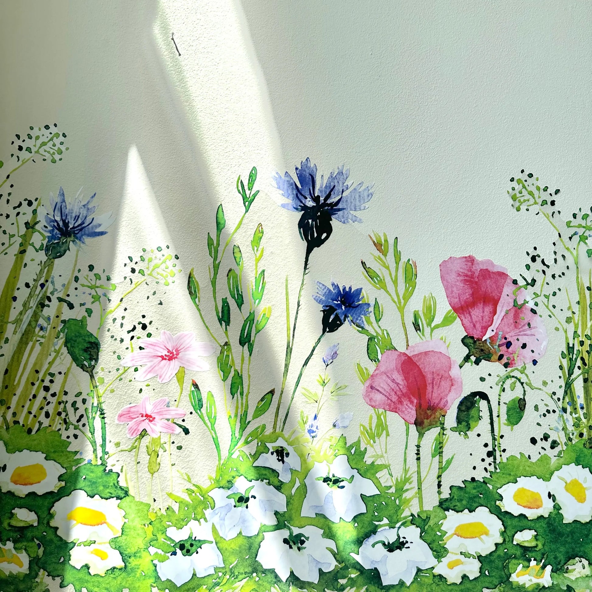 Wall Decal Watercolour Meadow Wall Border Decal Dizzy Duck Designs