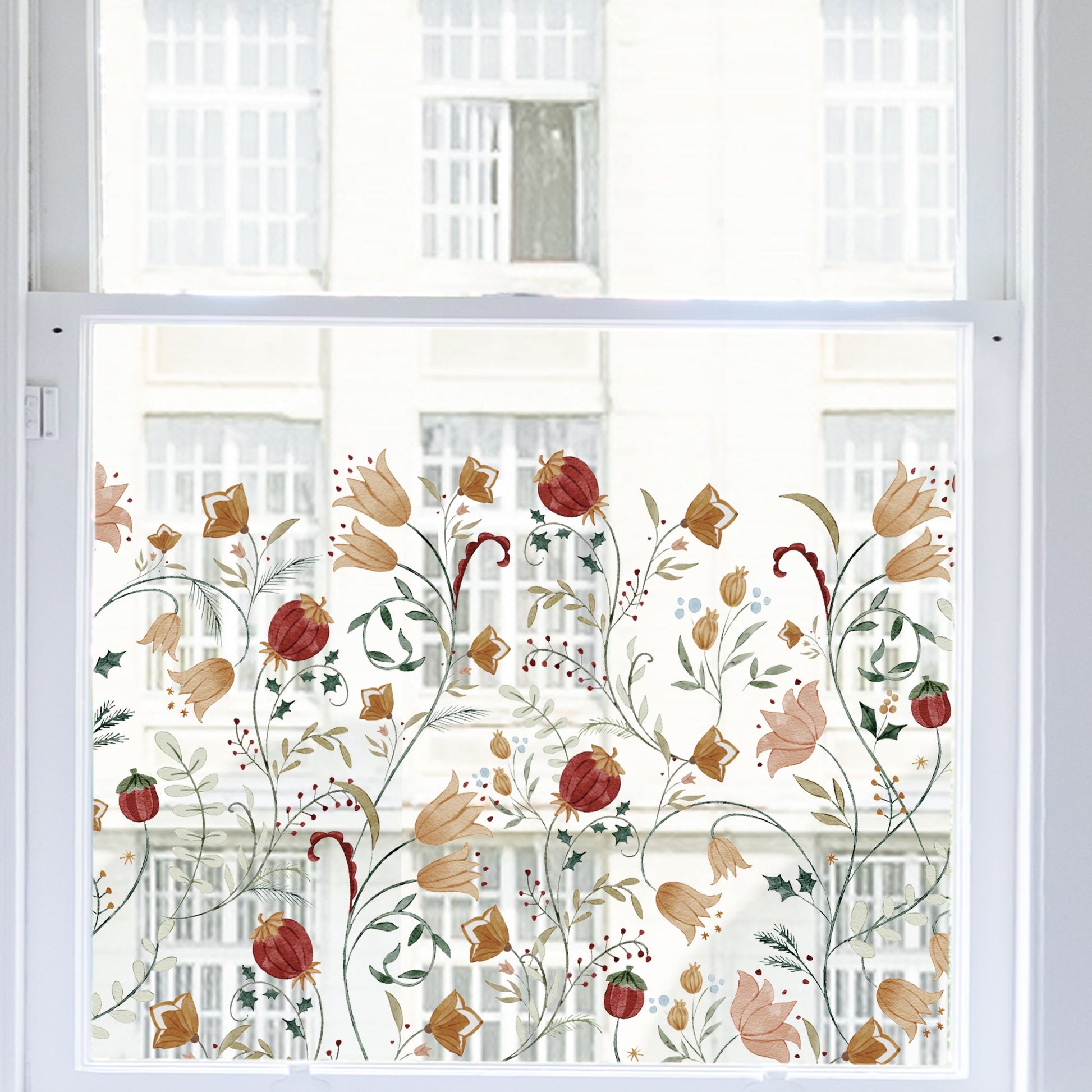 Window Decal Winter Flower Clear Border Privacy Window Decal Dizzy Duck Designs