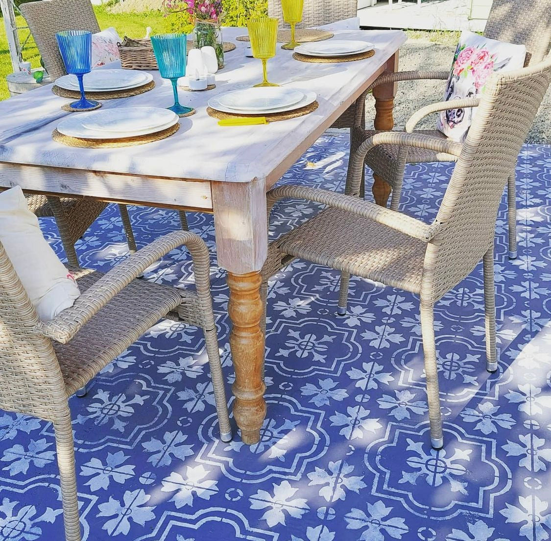 Beginner-Friendly Patio Stencil for Outdoor Floors 'Marbella'