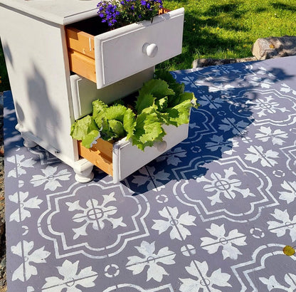 Beginner-Friendly Patio Stencil for Outdoor Floors 'Marbella'