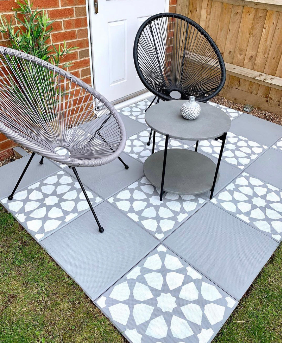 Patio Stencil for Concrete Floor Makeovers 'Amira'