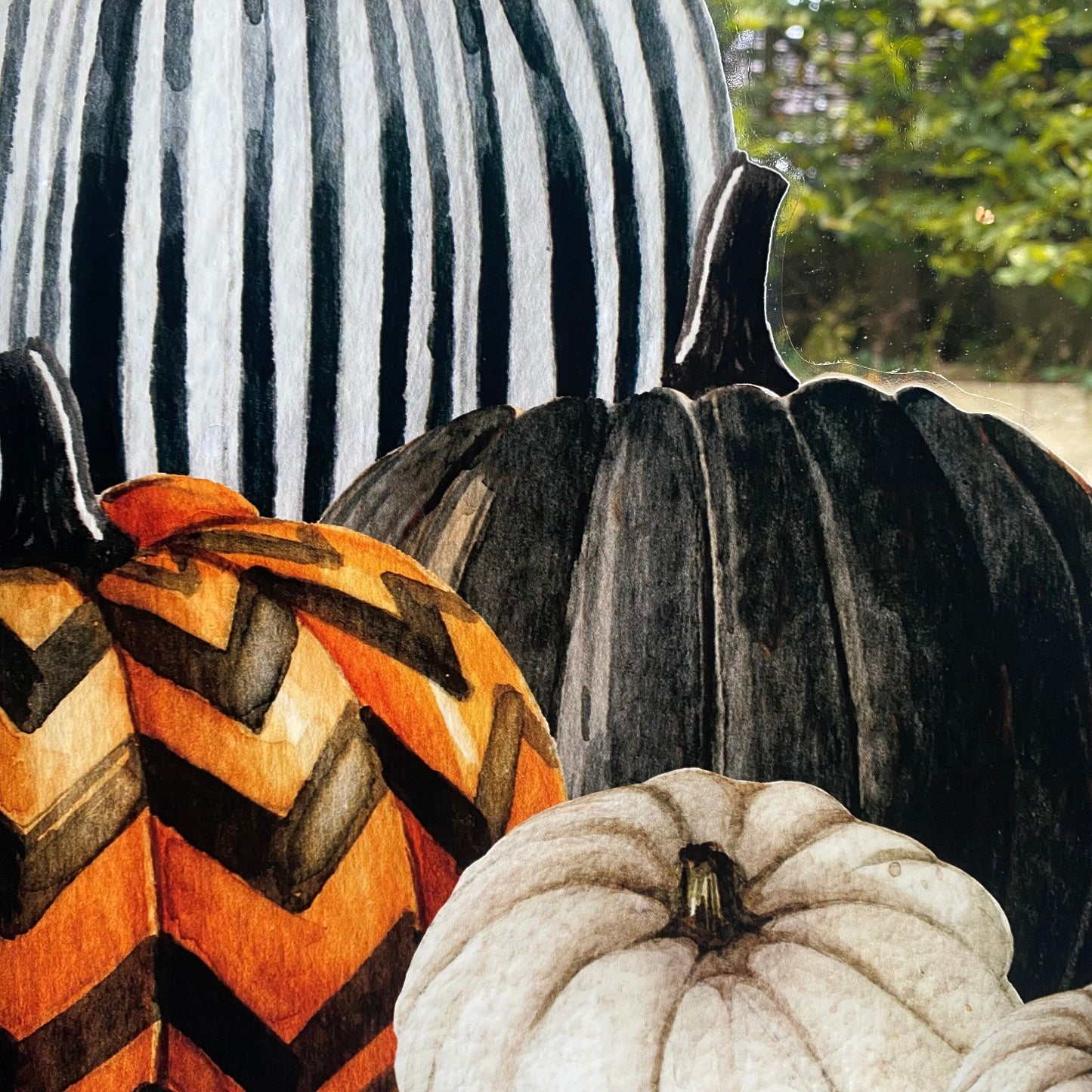 2pk Halloween Pumpkins Window Decal Corners