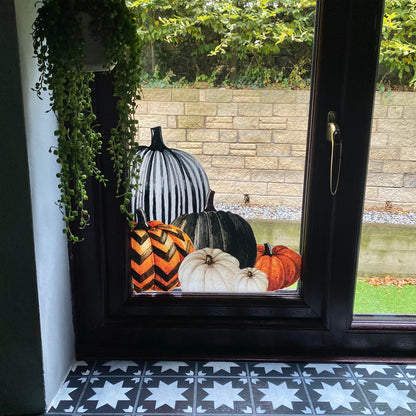 2pk Halloween Pumpkins Window Decal Corners